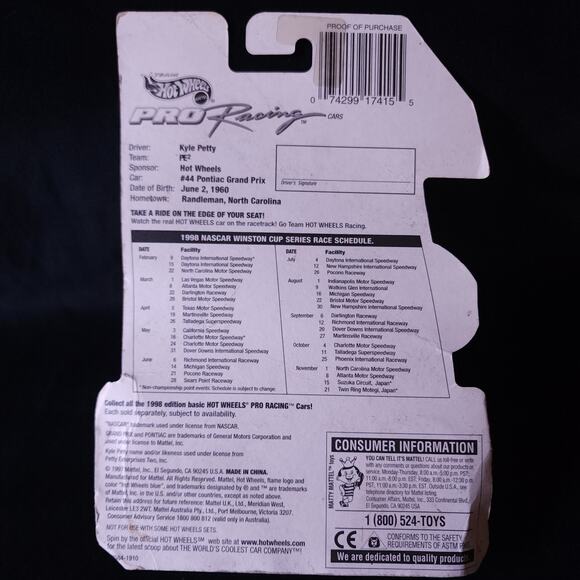 Team Hot Wheels Pro Racing 1997 #44 Kyle Petty 1:64 Die Cast Mattel Pontiac - Picture 6 of 6